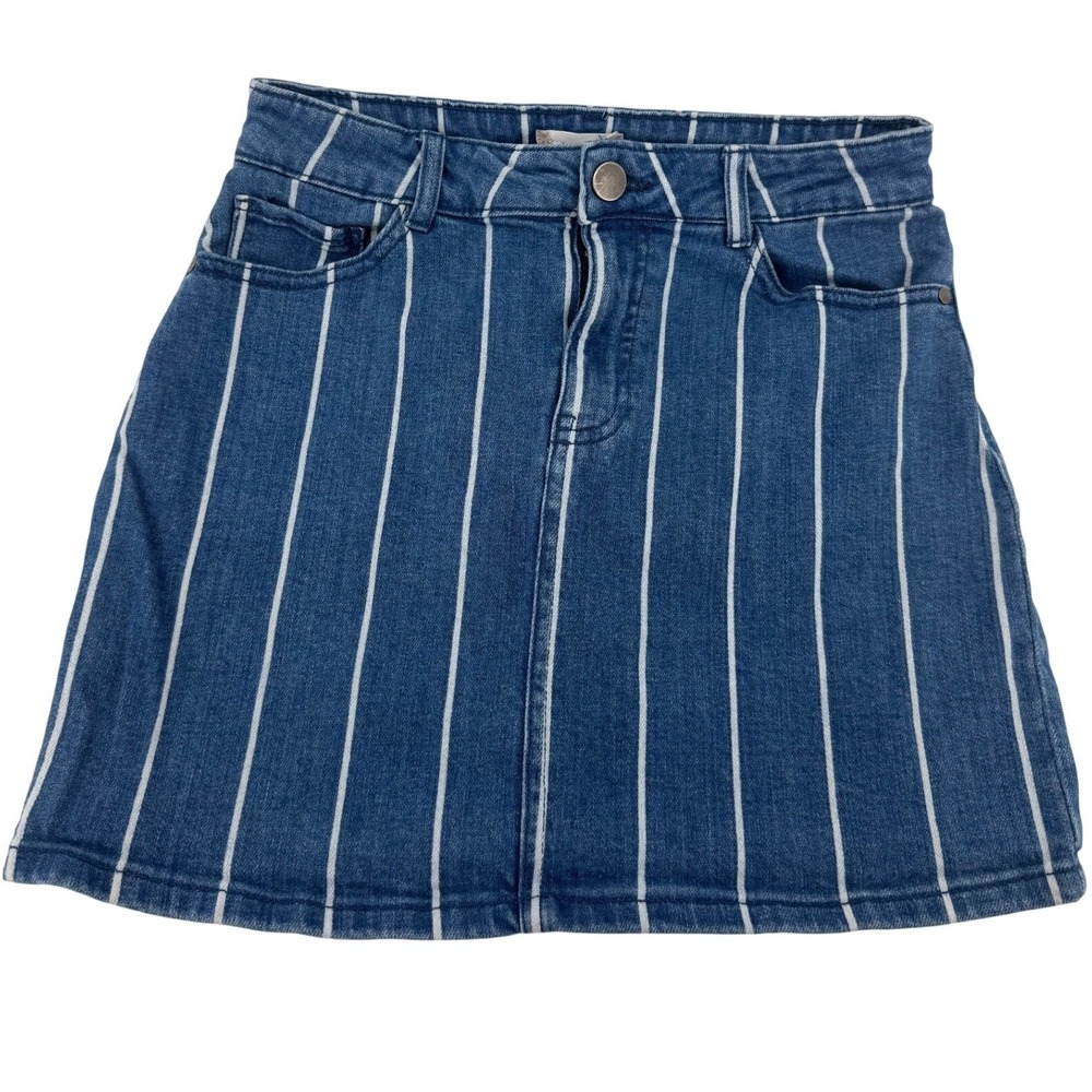 Altar'd State Blue White Stripe Denim Mini Skirt Size S